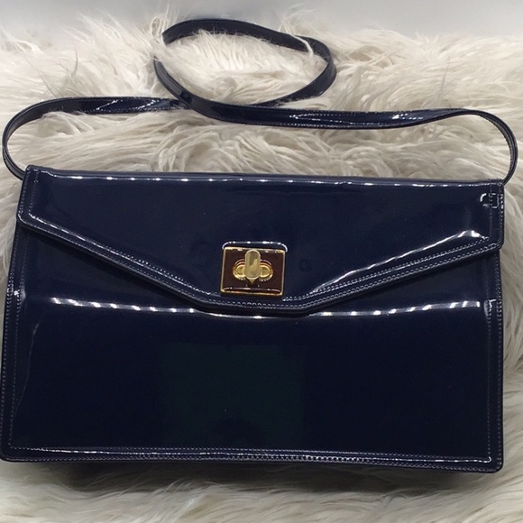 🌼3/$13🌼BUNDLE DEAL! Navy Blue Patent Clutch/Shoulder Bag - Picture 10 of 10